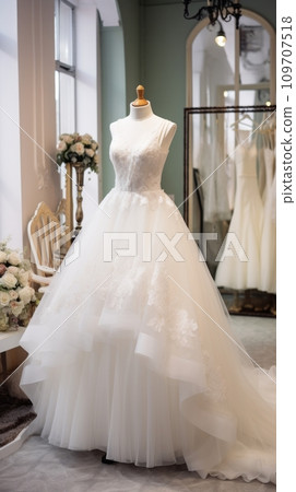 Various wedding dresses in the wedding salon Various wedding dresses in the wedding salon 109707518