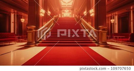 beautiful red carpet and the stairs leading into the lobby beautiful red carpet and the stairs leading into the lobby 109707650