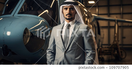a man wearing traditional dress standing next to a helicopter a man wearing traditional dress standing next to a helicopter 109707905