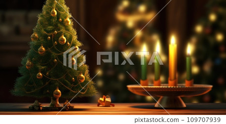 a christmas tree on a wooden table 109707939