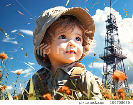 AI-generated content. 5G signal tower baby scheme 109708686