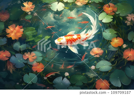 Colorful Decorative Fish Float Artificial Pond View — Stock Photo