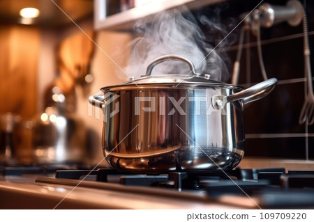 AI-generated content. Woman is cooking in home kitchen Close up hands 109709220