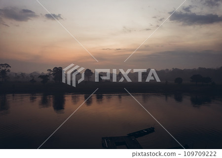 Jungle and Amazon river at sunrise. 109709222