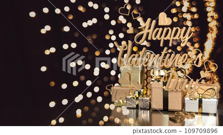 The gold gift box for Valentine's Day concept 3d rendering The gold gift box for Valentine's Day concept 3d rendering 109709896