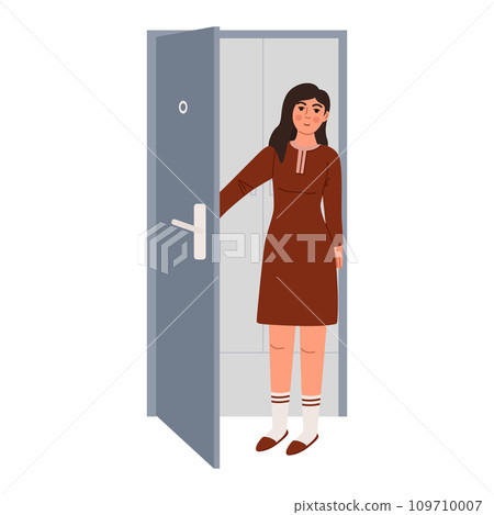 People opening doors, entering, exiting home. Leaving home, come back to office. Open close doors People opening doors, entering, exiting home. Leaving home, come back to office. Open close doors 109710007