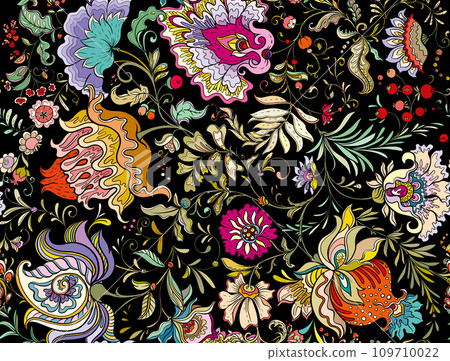 Fantasy flowers in retro, vintage, jacobean 109710022