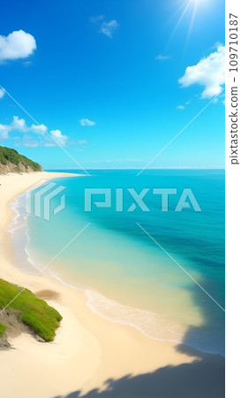 Scenery of a southern island surrounded by blue sea and sky Scenery of a southern island surrounded by blue sea and sky 109710187