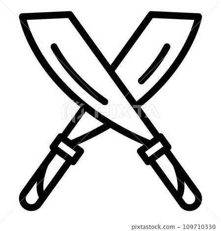 Two turkish sword icon. Outline two turkish sword vector icon for web design isolated on white background 109710330