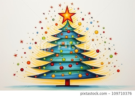 AI-generated content. Creative art Christmas tree hand drawing style comeliness 109710376