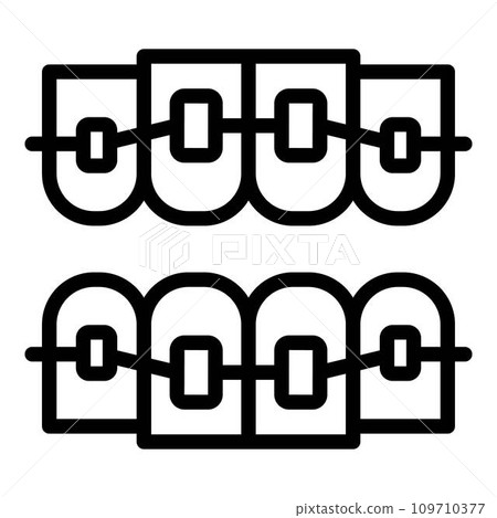 Metal dental braces icon. Outline metal dental braces vector icon for web design isolated on white background 109710377