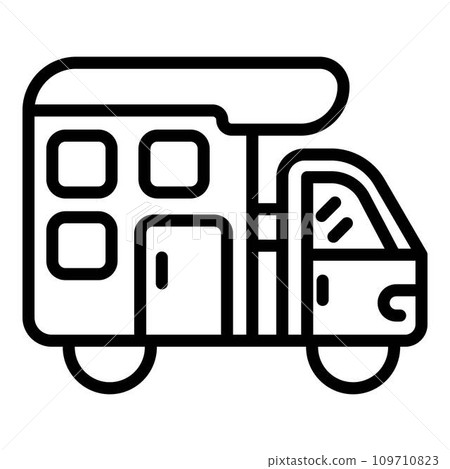 Recreation camp trailer icon. Outline recreation camp trailer vector icon for web design isolated on white background Recreation camp trailer icon. Outline recreation camp trailer vector icon for web design isolated on white background 109710823