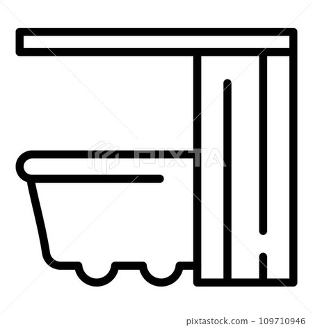 Shower curtain water icon. Outline shower curtain water vector icon for web design isolated on white background Shower curtain water icon. Outline shower curtain water vector icon for web design isolated on white background 109710946