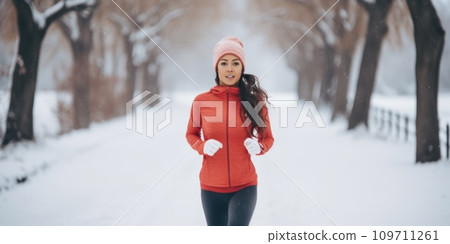 AI-generated content. Healthy person running in public park in winter comeliness AI-generated content. Healthy person running in public park in winter comeliness 109711261