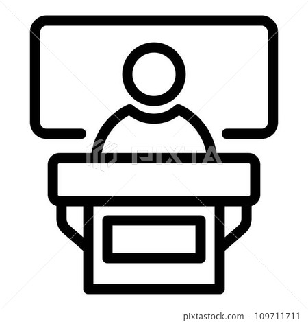 Public speaking icon. Outline public speaking vector icon for web design isolated on white background Public speaking icon. Outline public speaking vector icon for web design isolated on white background 109711711