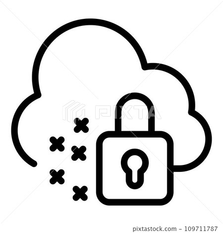 Secured cloud icon. Outline secured cloud vector icon for web design isolated on white background 109711787