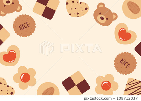 Background illustration of various types of cookies and biscuits 109712037