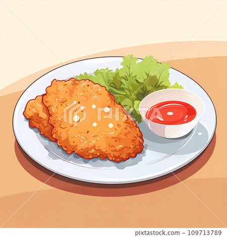 手绘卡通美味的炸鸡排插画图片 109713789