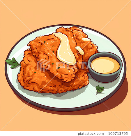 Hand drawn cartoon delicious fried chicken steak illustration picture Hand drawn cartoon delicious fried chicken steak illustration picture 109713795