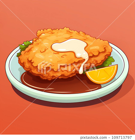Hand drawn cartoon delicious fried chicken steak illustration picture Hand drawn cartoon delicious fried chicken steak illustration picture 109713797
