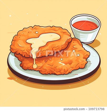 Hand drawn cartoon delicious fried chicken steak illustration picture Hand drawn cartoon delicious fried chicken steak illustration picture 109713798