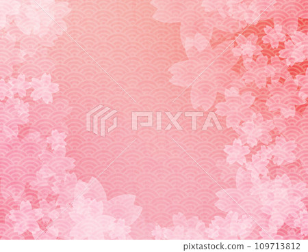 Japanese pattern background illustration of cherry blossom petals Pink gradation background 109713812