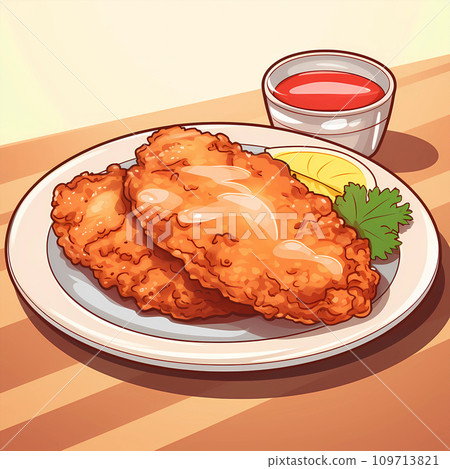 手绘卡通美味的炸鸡排插画图片 手绘卡通美味的炸鸡排插画图片 109713821