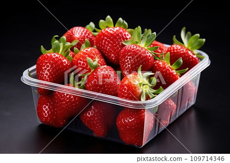 AI-generated content. Freshly harvested strawberries arranged on a wooden board against a natural backdrop Generative AI AI-generated content. Freshly harvested strawberries arranged on a wooden board against a natural backdrop Generative AI 109714346