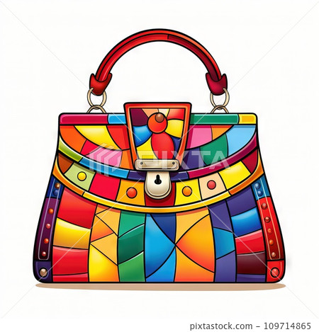 AI-generated content. A playful and colorful handbag clip art, adding vibrancy against a bright Generative AI 109714865