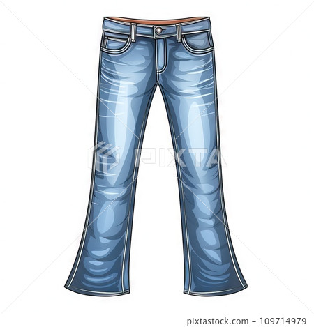 AI-generated content. Clip art simple Bootcut Jeans white Background Generative AI 109714979