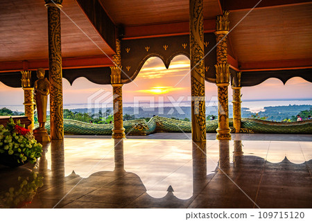 Wat Sirindhorn Wararam glowing temple in Ubon, Thailand 109715120