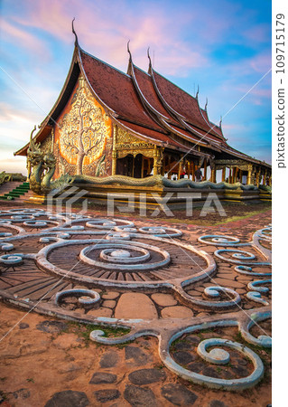 Wat Sirindhorn Wararam glowing temple in Ubon, Thailand Wat Sirindhorn Wararam glowing temple in Ubon, Thailand 109715179