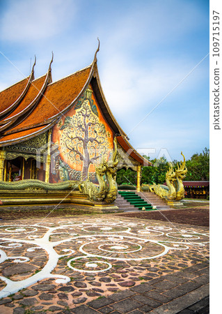 Wat Sirindhorn Wararam glowing temple in Ubon, Thailand 109715197