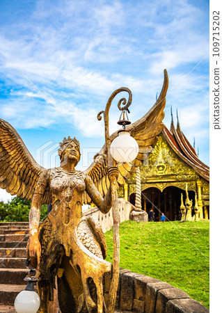 Wat Sirindhorn Wararam glowing temple in Ubon, Thailand Wat Sirindhorn Wararam glowing temple in Ubon, Thailand 109715202