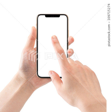 Touch-operate your smartphone with your index finger_tap_swipe (white screen/white background) 109715274