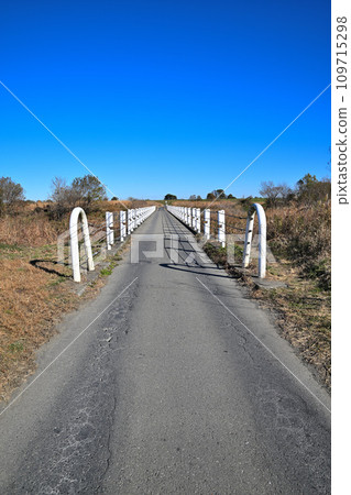 Demaru submerged bridge spanning the Iruma River, Kawajima Town 109715298
