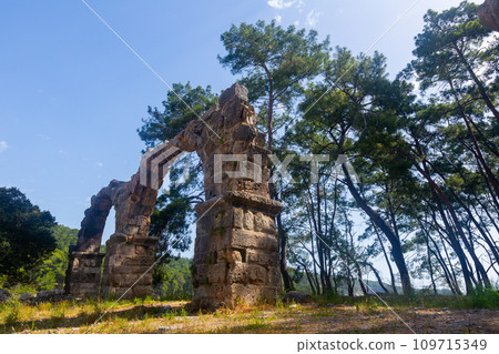 Ruins of aquaeduct in Phaselis, Antalya Province, Turkey Ruins of aquaeduct in Phaselis, Antalya Province, Turkey 109715349