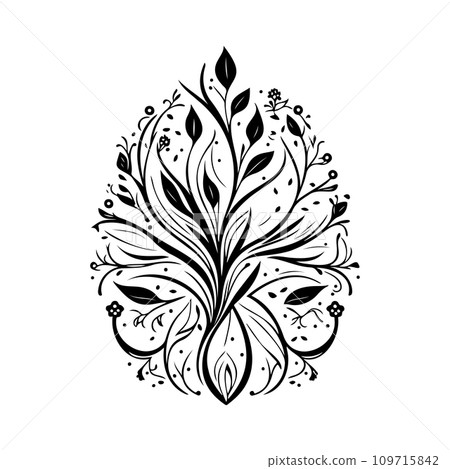 Symmetrical ornament floral design element illustration black 109715842