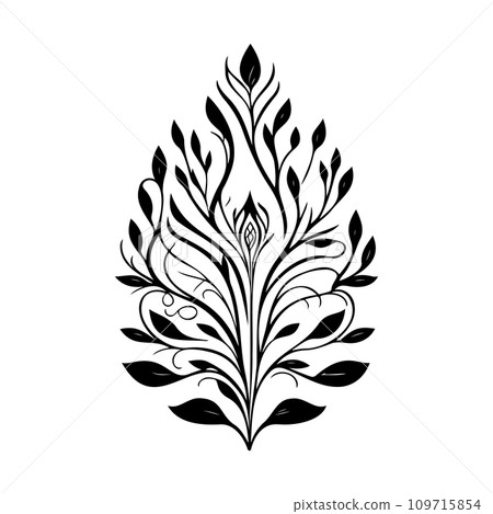 Symmetrical ornament floral design element illustration black 109715854
