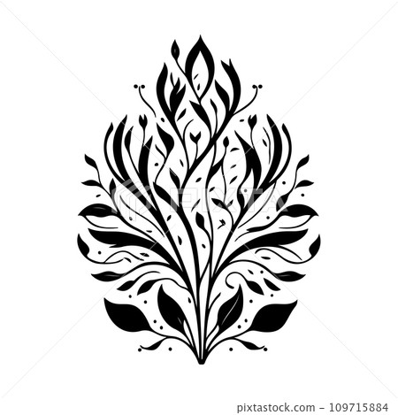 Symmetrical ornament floral design element illustration black Symmetrical ornament floral design element illustration black 109715884