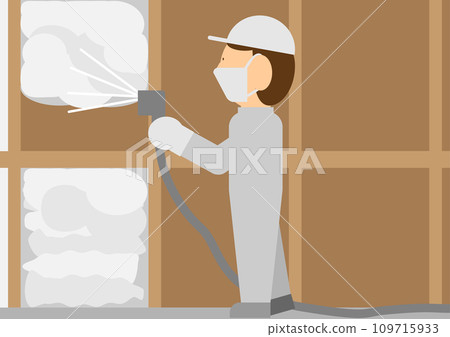 噴塗隔熱材料的人圖片素材 109715933