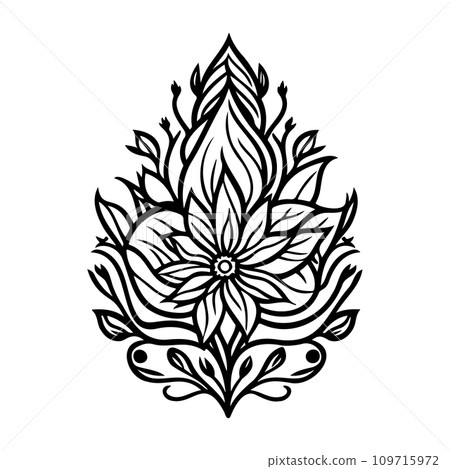 Javanese Ornament design element illustration black 109715972