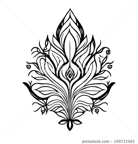 Javanese Ornament design element illustration black 109715983