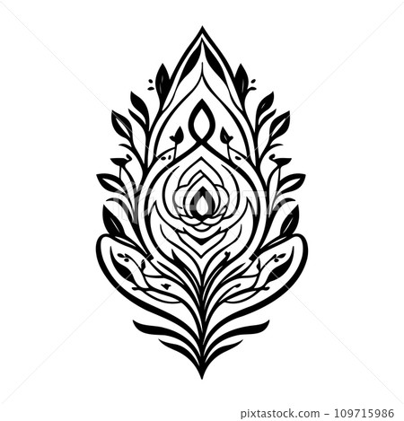 Javanese Ornament design element illustration black 109715986
