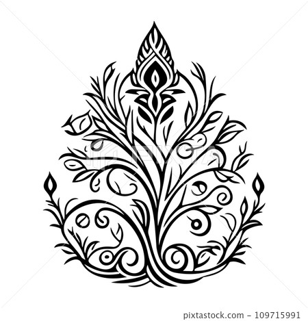 Javanese Ornament design element illustration black 109715991