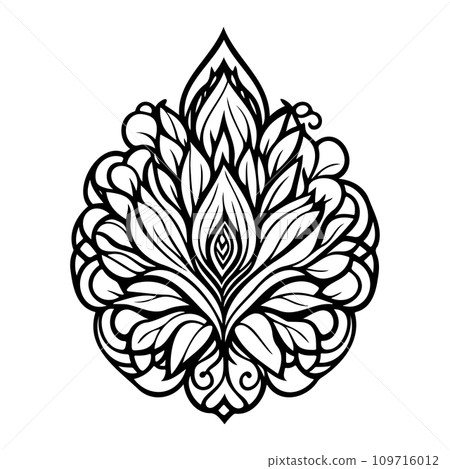 Javanese Ornament design element illustration black Javanese Ornament design element illustration black 109716012