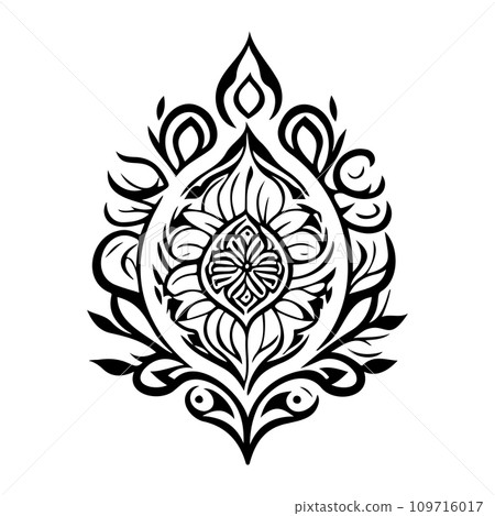 Javanese Ornament design element illustration black 109716017