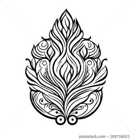 Javanese Ornament design element illustration black 109716021