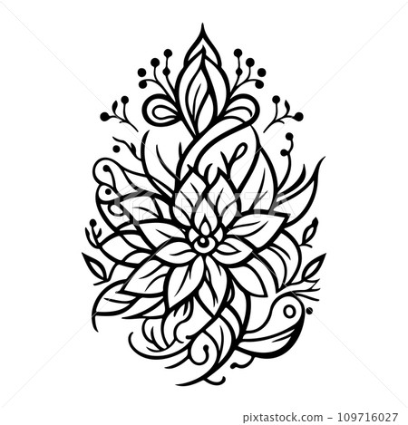 Javanese Ornament design element illustration black Javanese Ornament design element illustration black 109716027