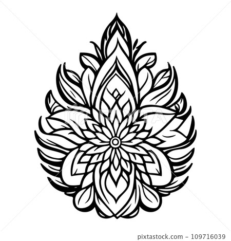 Javanese Ornament design element illustration black 109716039